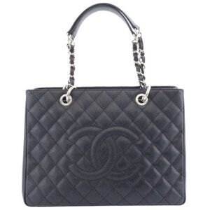 Chanel Caviar GST Chain Tote Bag A50955 Black / Silver Hardware - COA included